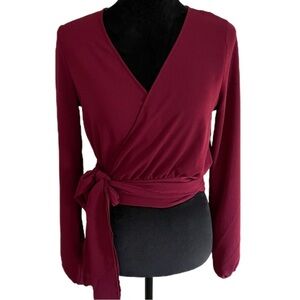 Fashion Nova- “Little White Lies” Wrap Blouse (Sz S) New